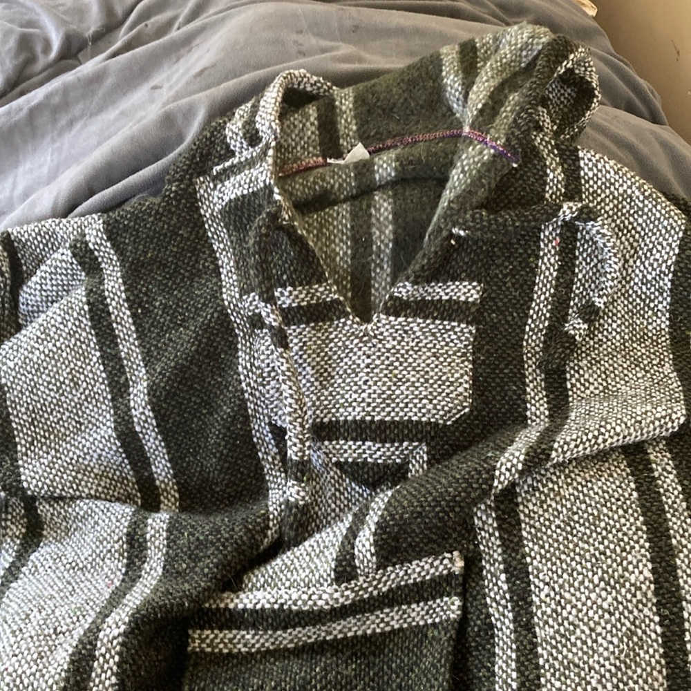 Green and white cotton hippie hoodie